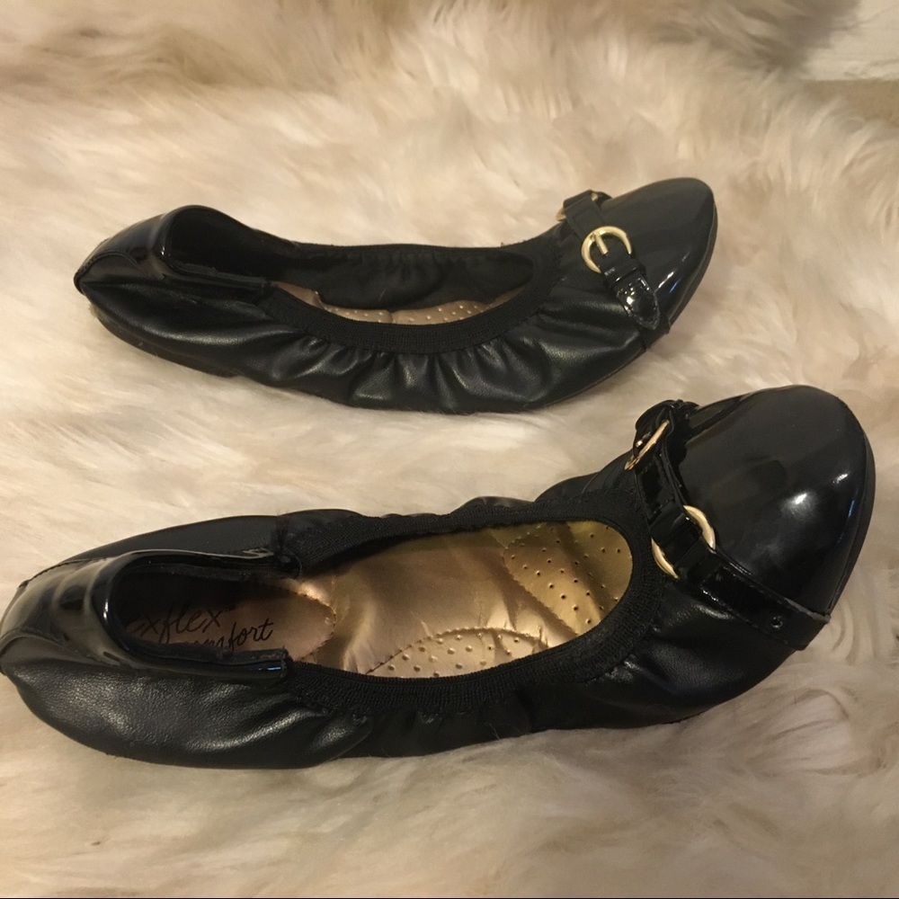 DexFlex comfort black scrunch flats 7.5